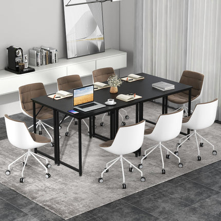 Dreamade 6.5 FT Small Conference Table, 2 PCS 40" x 19.5" Rectangular Meeting Table with Heavy-Duty Metal Frame