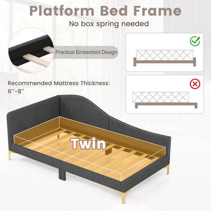 Dreamade Upholstered Daybed, Rivet-Tufted Platform Bed with Headboard
