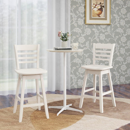 Dreamade Wood Bar Stools, Swivel Counter Height Bar Stools with Slatted Hollow Back & Ergonomic Contoured Seat