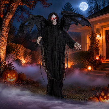 DREAMADE 5.5 FT Halloween Standing Grim Reaper with Red Eyes