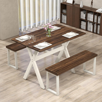 Dreamade 43" x 28" Wooden Dining Table with X-Shaped Frame Reinforced Crossbar