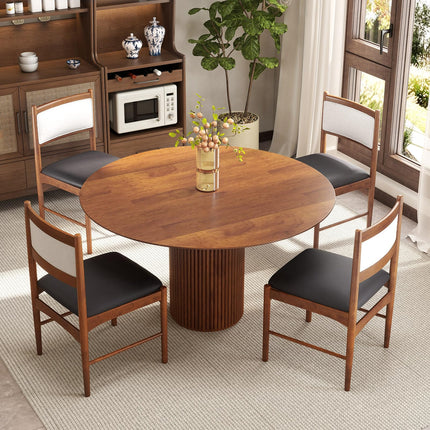 Dreamade Wooden Dining Chairs, Upholstered Kitchen Chairs w/Rubber Wood Frame & Faux Leather Padded Seat