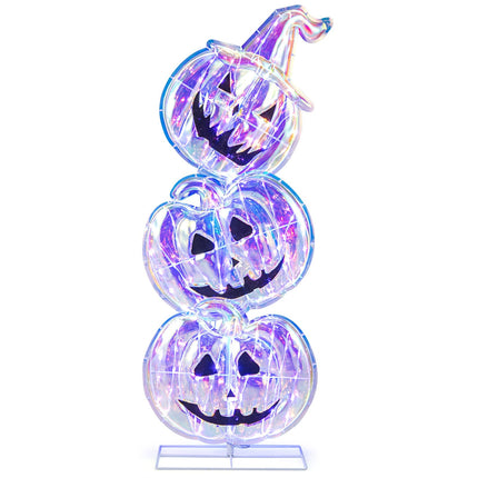Dreamade 3.4 Ft Halloween Decorations, Light up Stacked Pumpkins with 150 LED Lights