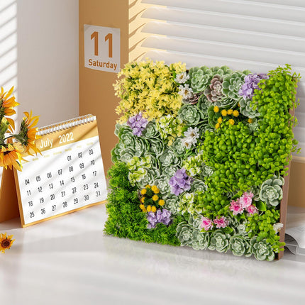 Dreamade 2 Pack Hanging Artificial Plants Panels, 20" x 20" Square Framed 3D Greenery Wall Art Decor