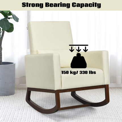 Dreamade Upholstered Rocking Chair, Modern High Back Armchair