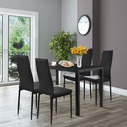 4 Dining Chairs, High Back Dining Side Chairs w/PVC Leather & Non-Slip Feet Pads