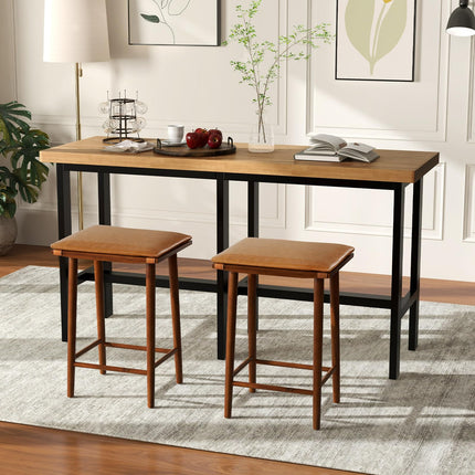 Dreamade Bar Stools Set of 4, Wooden Backless Barstools for Kitchen Island