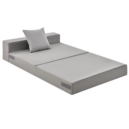 Dreamade 6 Inch Folding Sofa Bed Couch with Pillow, Tri-fold Mattress with High-Density Foam, Dark Grey