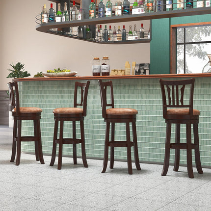Dreamade 30" Upholstered Bar Height Swivel Bar Stools Set of 2/4 with Back and Solid Rubber Frame