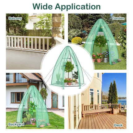 Dreamade Portable Walk-in Greenhouse - 5.5’x5.5’x6’ PE Cover, Roll-up Zippered Door, Window