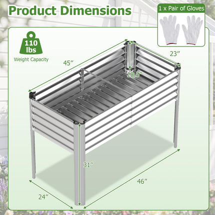 Dreamade Galvanized Raised Garden Bed with Legs Set 1/2 46"x24"x31" Metal Elevated Planter Box