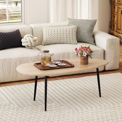 Dreamade Oval Mid Century Modern Coffee Table Sturdy Metal Frame and Compact Design