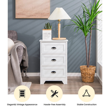 Dreamade Nightstand with 3 Drawers, Bedside Table