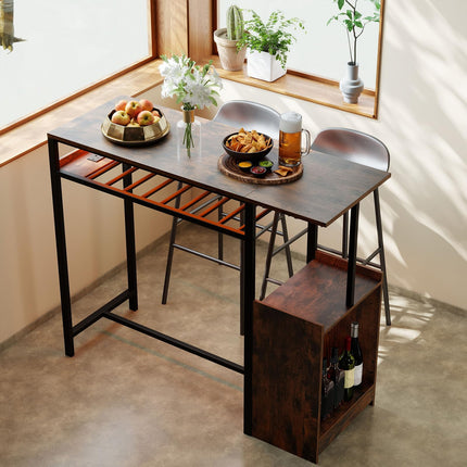 Dreamade Rectangular Bar Table with Charging Station and LED Light