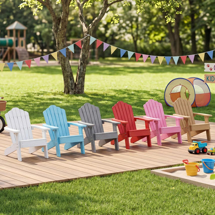 Dreamade Kids Adirondack Chair, All-Weather HIPS Children's Outdoor Chair with Tilted High Backrest