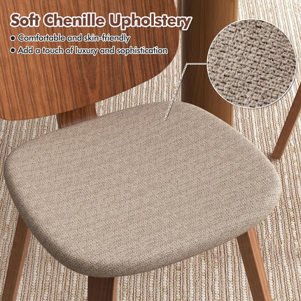 Dreamade Wooden Dining Chairs Set of 2/4 Chenille Fabric Upholstered Kitchen Chair w/Bentwood Frame