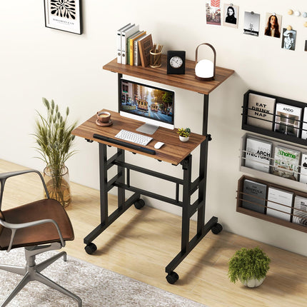 Dreamade Mobile Stand up Desk, Height Adjustable, 24"D x 22"W x 49"H