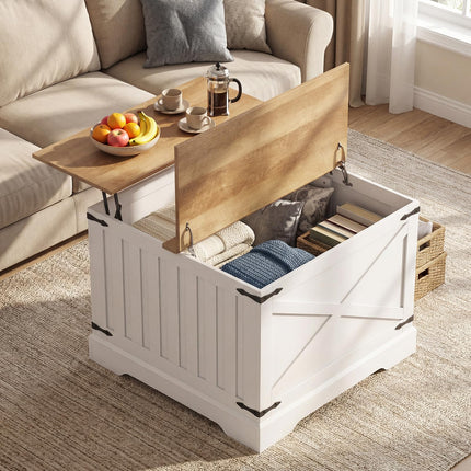 Dreamade 31.5" Square Wood Center Table with Large Hidden Storage Compartment & Hinged Lift Top
