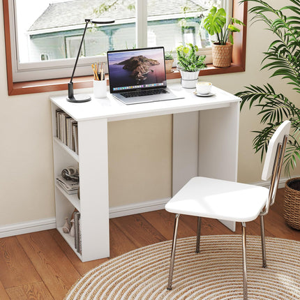 Dreamade 35.5 Inch Compact Home Office Desk with Storage Bookshelf