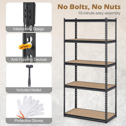 Dreamade 5-Tier Metal Storage Shelves Heavy Duty Garage Shelving Units(1/2/3/4,36" W x 18" D x 72" H)