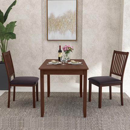 Dreamade Wooden Dining Chairs Set, Upholstered Kitchen Chairs w/Slat Back, Wear-Resistant PVC Leather