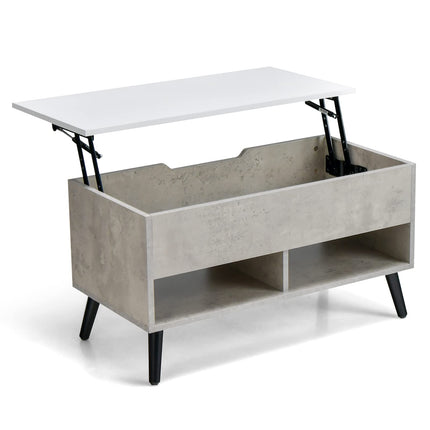 Dreamade Lift Top Coffee Table, Modern Cocktail Table w/Hidden Compartment & 2 Open Shelves