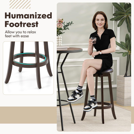 Dreamade Bar Stools Set， 29"/ 24" Bar Height Bar Stools w/ 360° Swivel Round Seat & Footrest