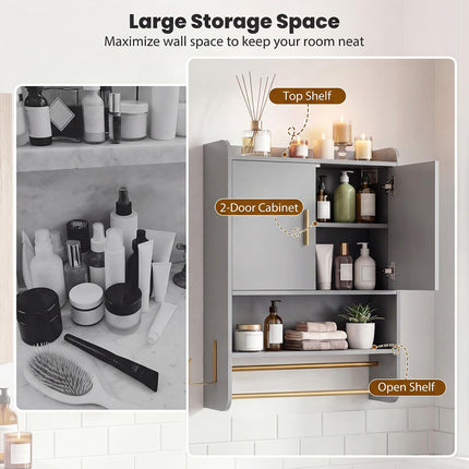 Dreamade Bathroom Wall Mounted Medicine Cabinet w/Towel Bars & Toilet Paper Holder