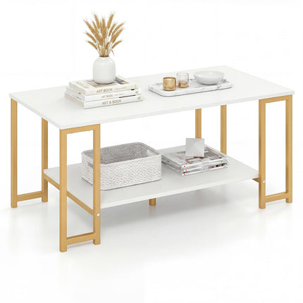 Dreamade 2-Tier 39.5" Coffee Table with Storage