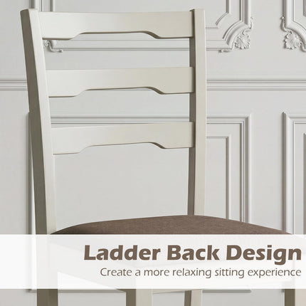 Dreamade Wood Farmhouse Upholstered Kitchen Chairs with Ladder Back Design (2/4)