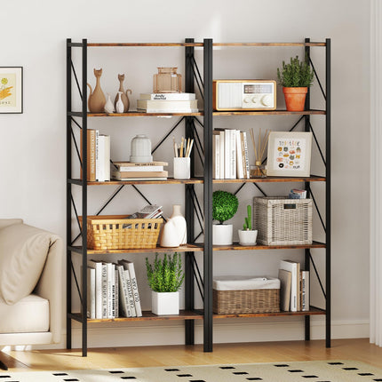 Dreamade 5-Tier Bookshelf, Industrial Tall Bookcase with Open Storage Shelves & Heavy Duty Metal Frame