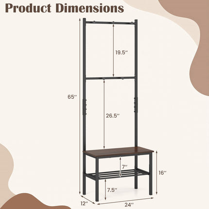 Dreamade 3 in 1 Hall Tree with Bench and Shoe Storage