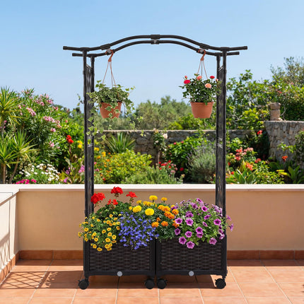 Dreamade Planter Boxes with Arch Trellis for Climbing Vines Vegetables Flowers