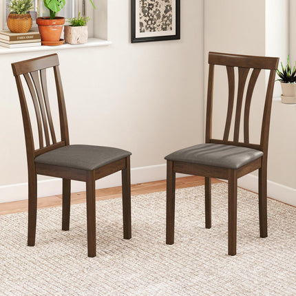 Dreamade Wooden Dining Chairs Set of 2/4 Linen Fabric Upholstered Kitchen Armless Chair