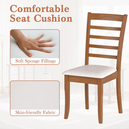 Dreamade Wooden Dining Chair Set of 2 or 4 w/Rubber Wood Legs High Slatted Backrest