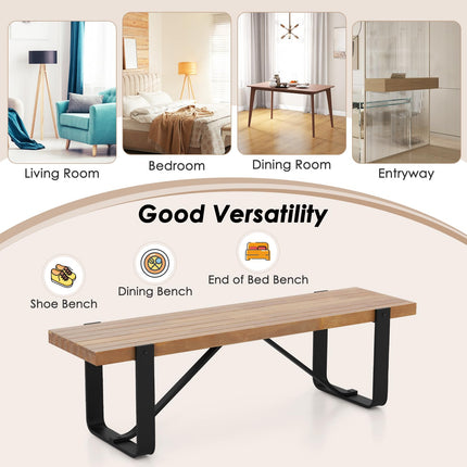 Dreamade Dining Bench, 60 Inch Entryway Shoe Rack Bench, Long Kitchen Bench with Metal Frame