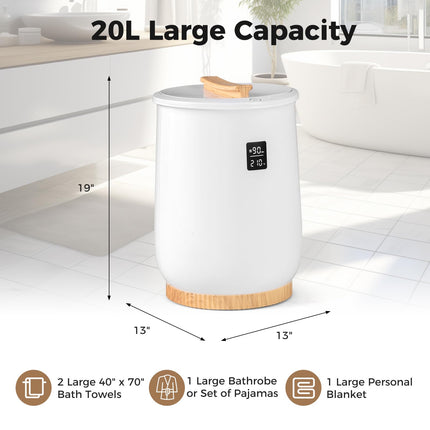 Dreamade Towel Warmer Bucket, 20L Large Hot Towel Heater with Wood Handle