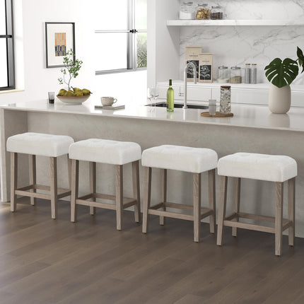 Dreamade Sherpa Bar Stools, 24" Counter Height Kitchen Bar Stools with Cushioned Seat