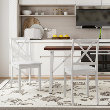 Dreamade Wood Dining Chairs, Armless Kitchen Chairs w/Rubber Wood Legs & Curved Backrest