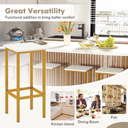 Dreamade Bar Stools Set of 4, 26" Backless Barstools with Metal Legs & Footrest, Breakfast Bar Dining Chairs