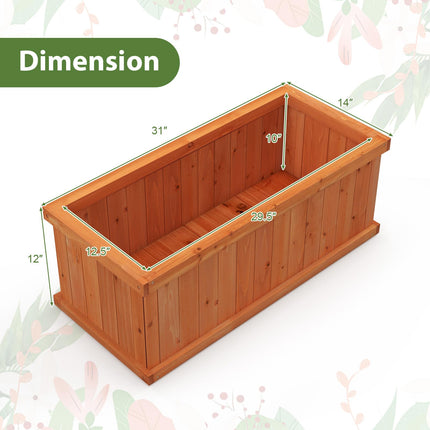 Dreamade Raised Garden Bed | 31”x14”x12” Wooden Planter Box with 4 Drainage Holes (1/2)