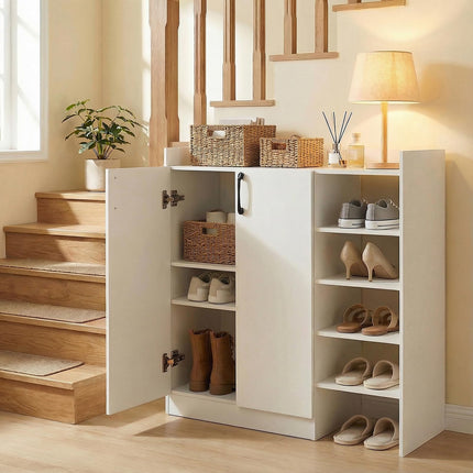 Dreamade Wooden Shoe Storage Organizer w/2 Doors for Entryway