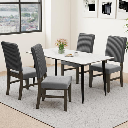 Dreamade Dining Chairs Set of 2/4 Mid-Century Velvet Fabric Upholstered Chairs with Rubber Wood Legs Thick Padded Seat