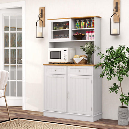 Dreamade 68” Tall Kitchen Pantry, Buffet Hutch w/Tilt Out Trash Can Storage Cabinet, 2 Drawer, Shelves