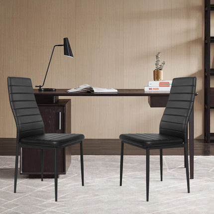 Dreamade Set of 4 Dining Chairs, Upholstered Dining Side Chairs with Stain-Proof PVC Leather