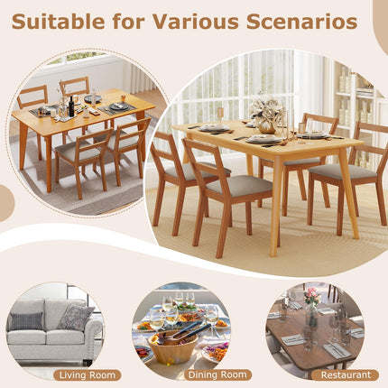 Dreamade Wooden Dining Chairs Set of 2/4 Farmhouse Upholstered Kitchen Chairs with Rubber Wood Legs & Fabric Padded Seat