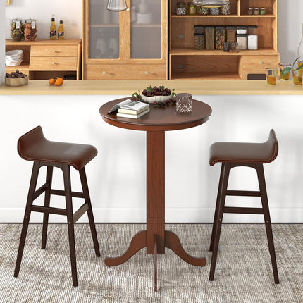 Dreamade 30” Round Bar Table, Dining Table with Rubber Wood Frame