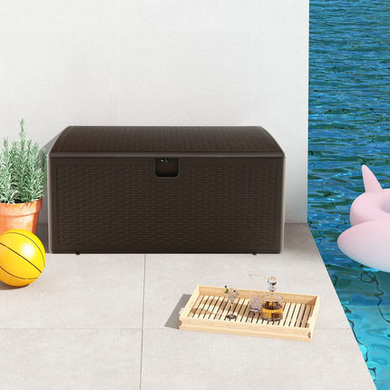 Dreamade Patio Deck Box - Outdoor Storage Bin with Flip Lid, Lock Hole, 31-130 Gallons
