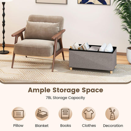 Dreamade 30 Inches Storage Ottoman Bench with Tray and Rubber Wood Legs