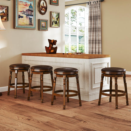 Dreamade Swivel Bar Stools Set with Faux Leather Padded Seat